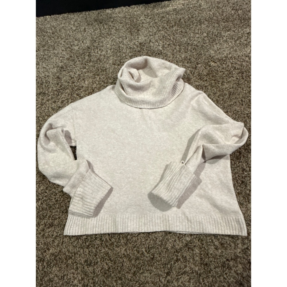 Chelsea 28 Womens Oatmeal Heather Cowl Neck Relaxed Knit Sweater Small